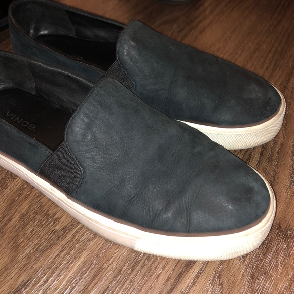 Vince Black Genuine Leather Slip On Sneakers - Picture 6 of 8